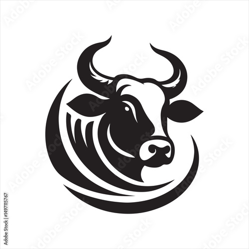 cow vector silhouette clip art logo design illustration. livestock collection.