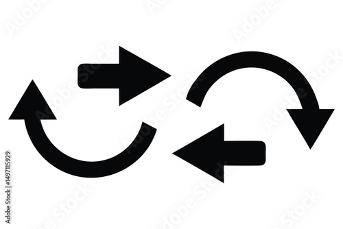 Circular Arrow Icon Set Refresh Reload Recycle Vector Silhouettes