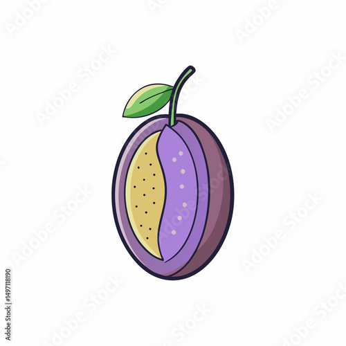 vector illustration of ripe plums