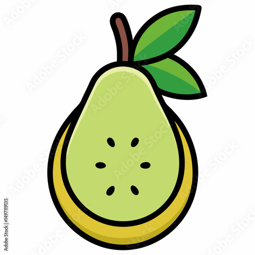 illustration of pear with leaf
