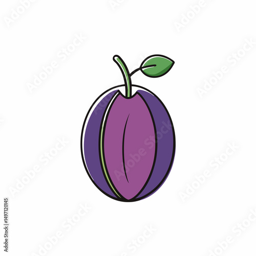 vector illustration of plums isolated on white