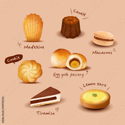 Hand-drawn-illustration-of-assorted-cute-desserts-and-pastries-on-pastel-background_v2