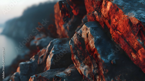 Rocky Coastline at Dawn: A Breathtaking View