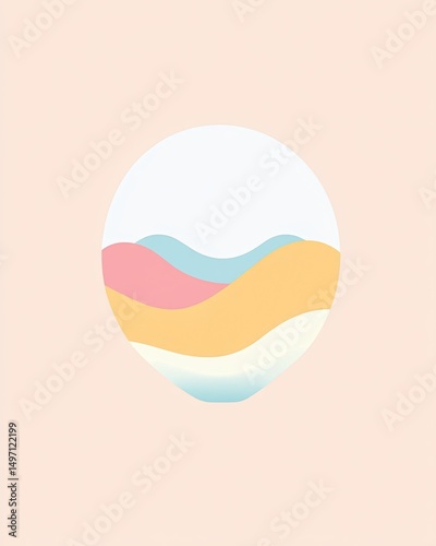 Pastel Wave Circle Abstract Art.