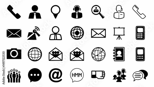 Communicating globally connecting people and sharing ideas with a diverse set of black vector line