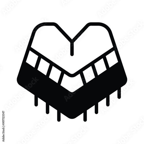 Premium glyph style icon of traditional mexican poncho