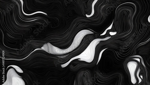 Abstract black and white swirling lines