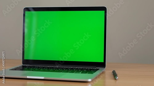 Minimalist Laptop Green Screen Video | Office Desk Setup in Clean Style