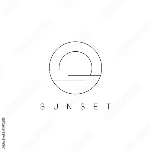 Ocean Sunset Logo Design Inspiration. isolated on white background
