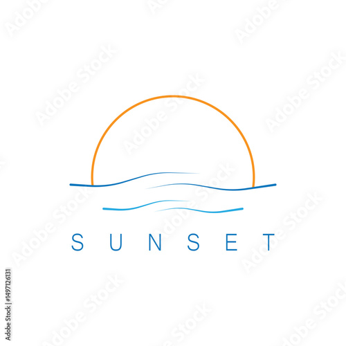 Ocean Sunset Logo Design Inspiration. isolated on white background