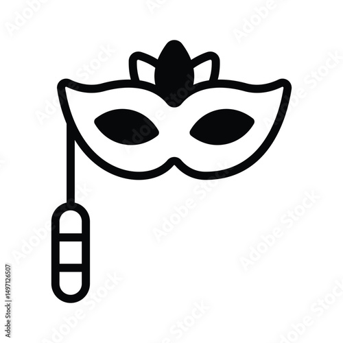 Modern glyph style icon showing a masquerade mask