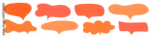 Set of orange speech bubbles, text boxes icons vector illustration