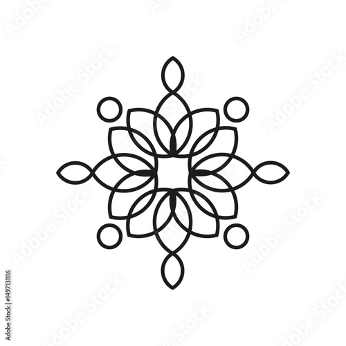 A vector of abstract ornament circle, decorative elements, and floral designs on a white background.