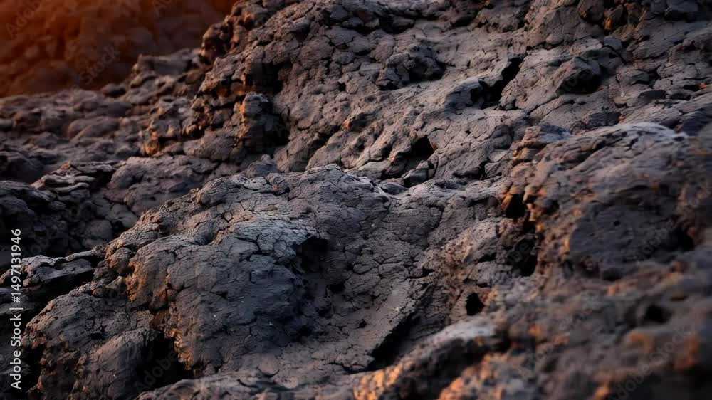 Textured volcanic rock formation creates an otherworldly terrain, featuring rough surfaces and warm light, displaying a unique geological landscape. Textured volcanic rock formation creates an otherworldly terrain, featuring rough surfaces and warm light, displaying a unique geological landscape.