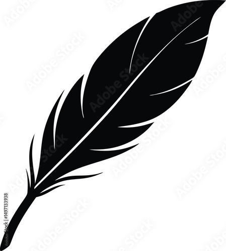 Bird feather silhouette vector illustration