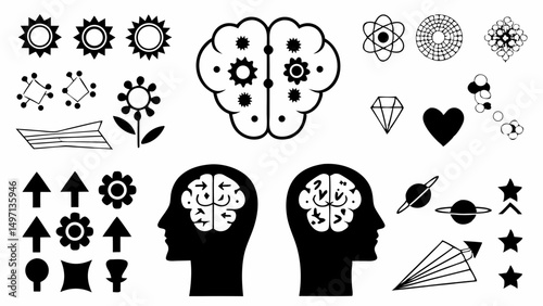Exploring the Mind A Universe of Ideas and Creativity Blossoming from Human Intellect in stark black