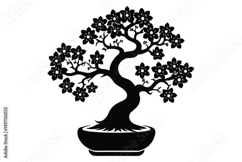 Bonsai tree vector illustration isolated on white background