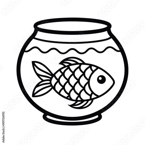 decorative fish bowl black vector