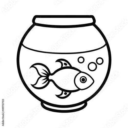 decorative fish bowl black vector