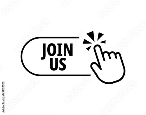 join us sign on white background	