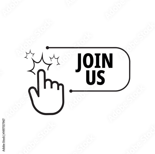 join us sign on white background	