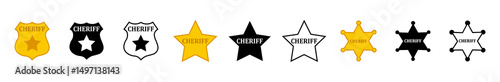 Sheriff Sign Set Icons – Flat and Silhouette Style Vector Icons