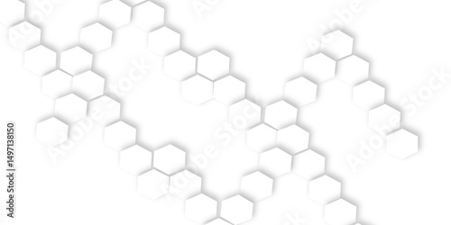 Abstract geometric technology 3d  hexagonal pattern with subtle gray shadows creating a dimensional honeycomb effect clean and modern white background