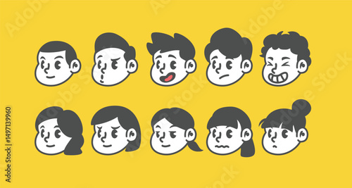 Retro cartoon head emotional