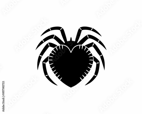 creative details Outline silhouette heart shaped spider Icon vector illustration 