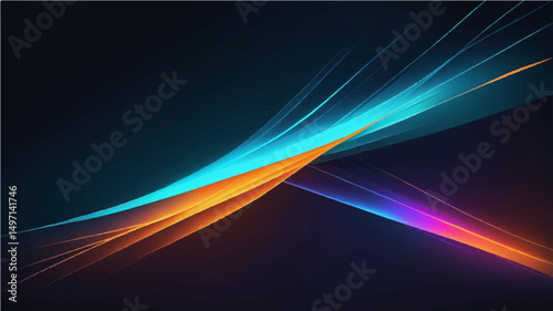 Abstract blue wave design with dynamic light lines and flowing energy.