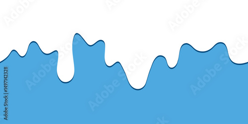 Sweet soft ice cream, yogur, long border, vector blue background for your design.