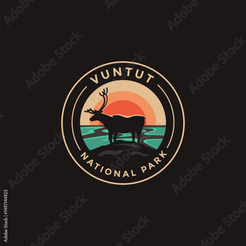 Vuntut National Park vector logo theme on dark background photo