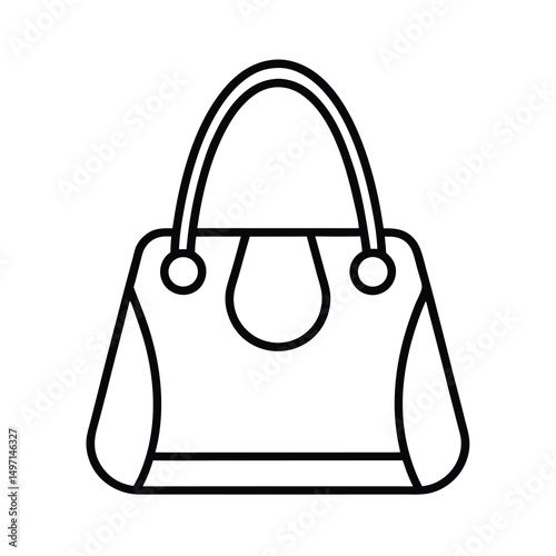 minimalist ladies bag vector outline icon