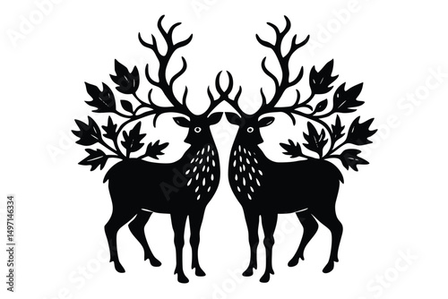 Isolated black deer silhouette on white, a versatile mammal illustration for forest and nature themes
