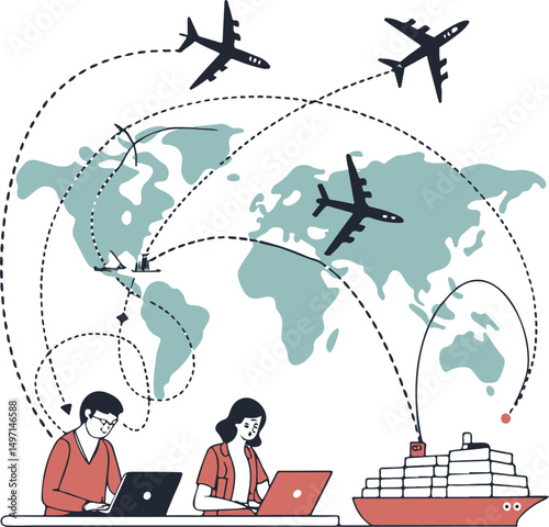 Global Logistics and Supply Chain Network Illustration