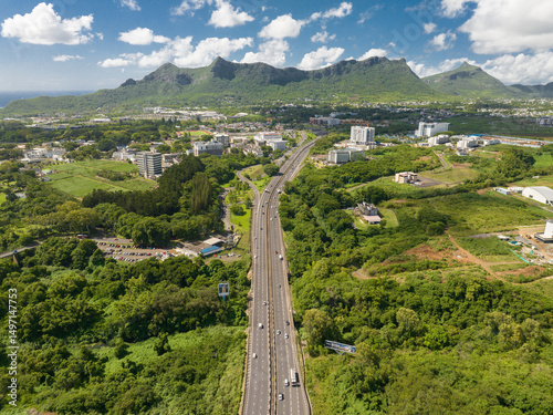 Ariel view: Highway to Moka, Mauritius island