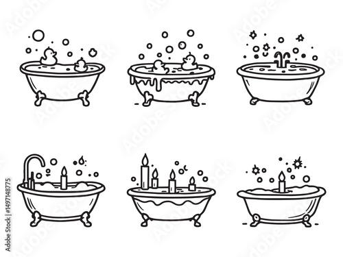 Bath Tub Line Art Modern Design