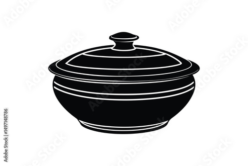 Silhouette art illustration of a clay pot with rounded base.eps