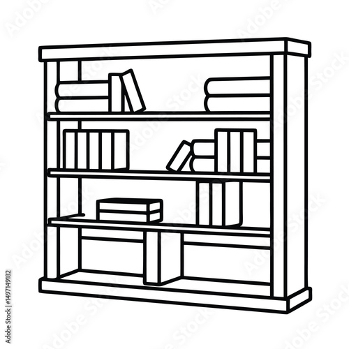 stylish bookshelf black vector 