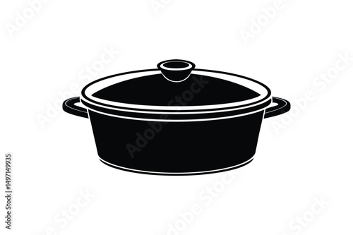 Silhouette art illustration of a pot with a lid.eps