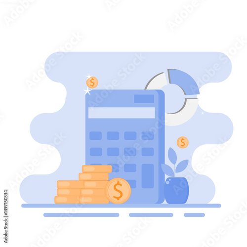financial management illustration. Financial planning, calculating and analyzing income bills. Financial and savings concepts.