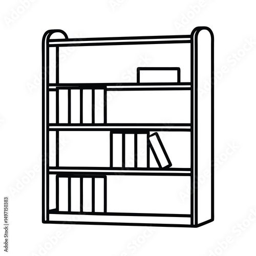 stylish bookshelf black vector silhouette