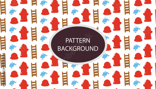 Fire fighter pattern background design. Vector baby illustration in scandinavian simple hand-drawn style. The limited palette is ideal for printing on kids clothes, digital paper.