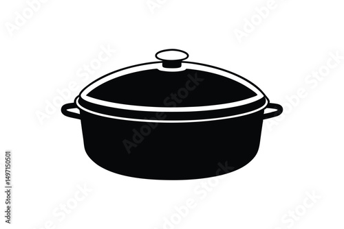 Silhouette art illustration of a rice cooker with a domed lid.eps