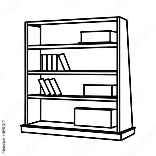 stylish bookshelf black vector silhouette
