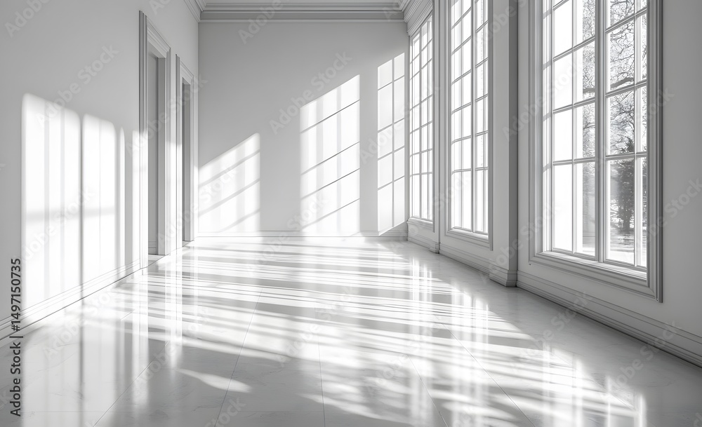 Fototapeta premium Elegant Interior with Dramatic Light and Shadow, Architectural D