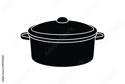 Silhouette art illustration of a slow cooker.eps