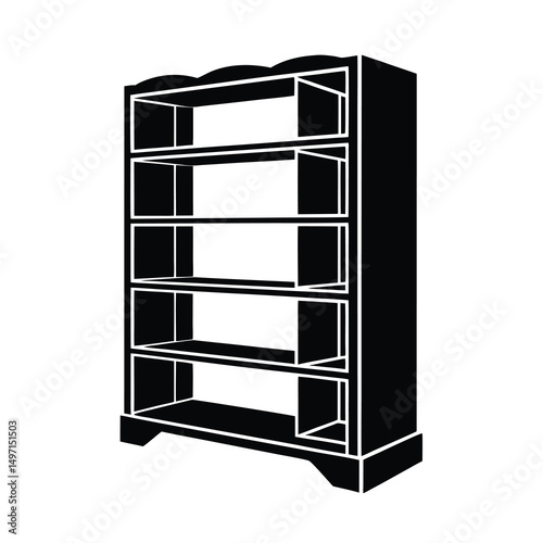 stylish bookshelf black vector silhouette