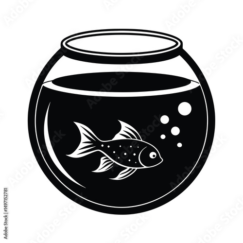 vector art fish bowl silhouette