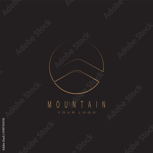 Sun Mountain Logo Icon Design – stock illustration
